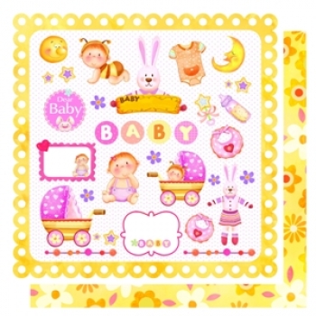 Doublesided Paper "Mix Baby Girl/Blumen"