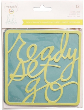 Heidi Swapp 4" x 4" Cards - Die Cut Phrases 12 Stk.