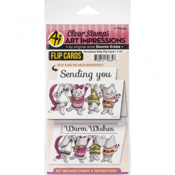 Art Impressions Clear Stamps - Christmas Kitty Flip Card