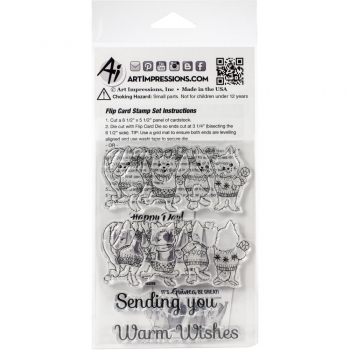 Art Impressions Clear Stamps - Christmas Kitty Flip Card