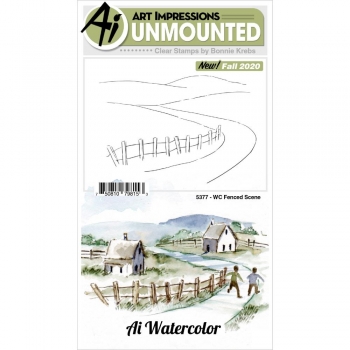 Art Impressions Clear Stamps - Fenced Scene