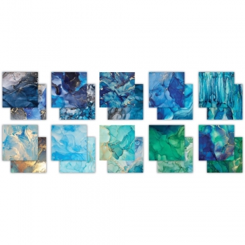 The essential Craft Papers Paper Pad - Ink Drops - Ocean - 12 x 12