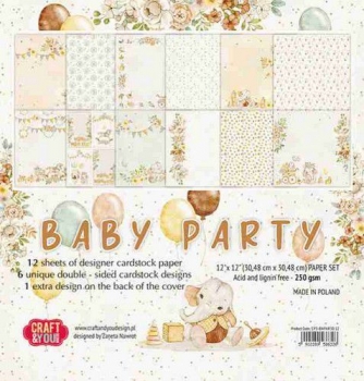 Craft & You Paper Set - Baby Party 12" x 12"