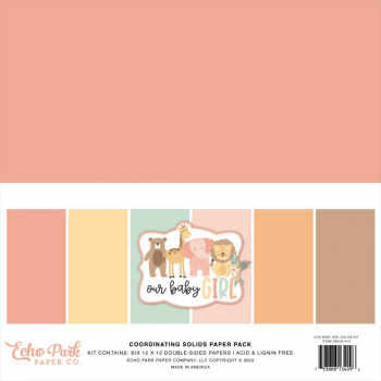 Echo Park - Coordinating Solid Paper Pack - 12" x 12" - Our baby girl