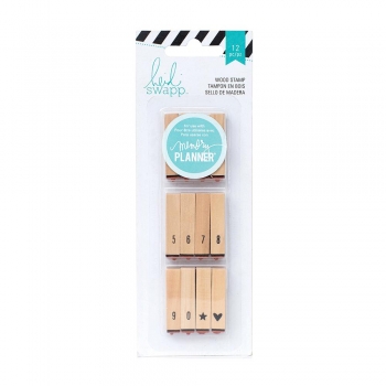 Heidi Swapp 12 Wood Stamps ( Zahlen und Symbol)