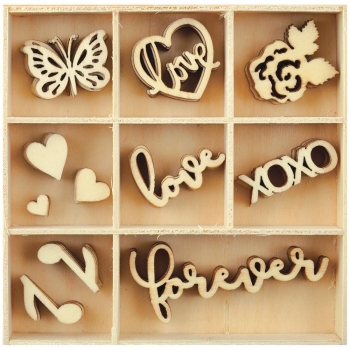 %Kaisercraft Wooden Flourish Pack - Love%