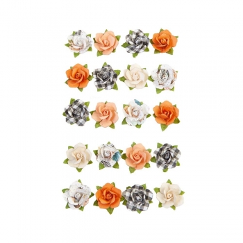 Prima Marketing Mulberry Paper Flowers - Cozy Evening/Pumpkin & Spice 20 Stk.