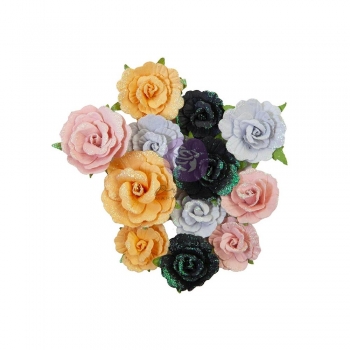 Prima Marketing Mulberry Paper Flowers - Candy Corn/Thirty-One 12 Stk.