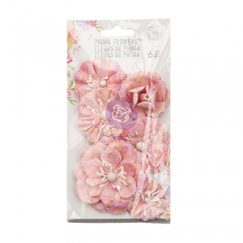 Prima Marketing Mulberry Paper Flowers - Sugar & Milk/Strawberry Milkshake 6 Stk.