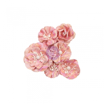 Prima Marketing Mulberry Paper Flowers - Sugar & Milk/Strawberry Milkshake 6 Stk.