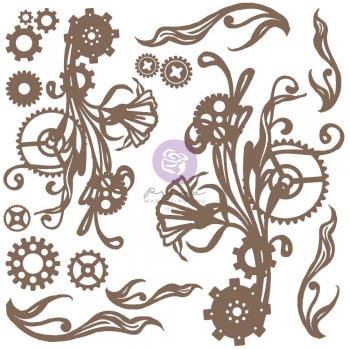 Finnabair Decorative Chipboard - Mechanical Flourishes, 16 Stk.
