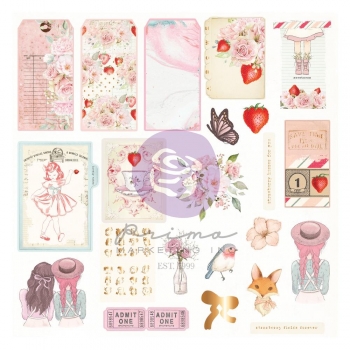 Prima Marketing Ephemera - Strawberry Milkshake Cardstock 44.Stk