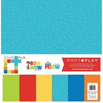 Photo Play 12" x 12" Solid Pluss paper Kit Pack - Bow Wow + Meow