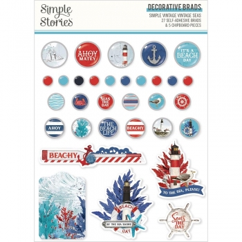 Simple Stories Decorative Brads - Simple Vintage Vintage Seas
