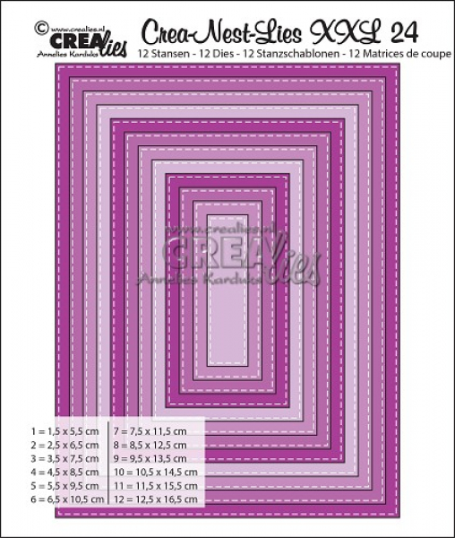 Crealies Stanze - Rectangles Stitch line