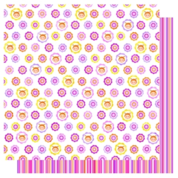 Doublesided Paper "Blume Baby Girl/Streifen"