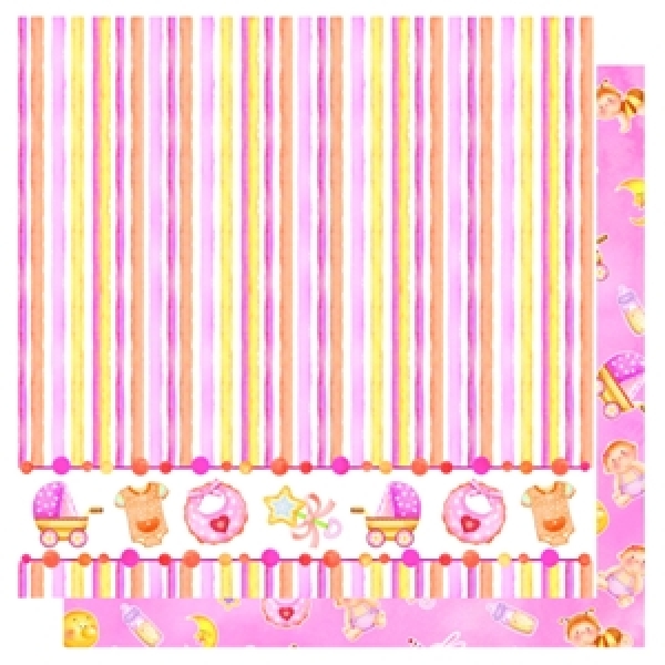 Doublesided Paper "Streifen/Baby Girl"