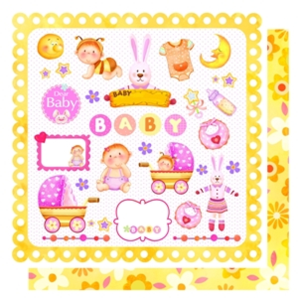 Doublesided Paper "Mix Baby Girl/Blumen"