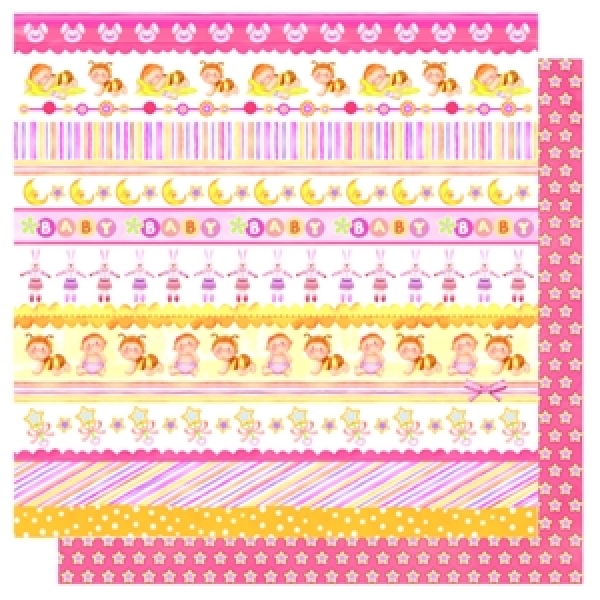 Doublesided Paper "Steifen Mix Baby Girl/Sterne"