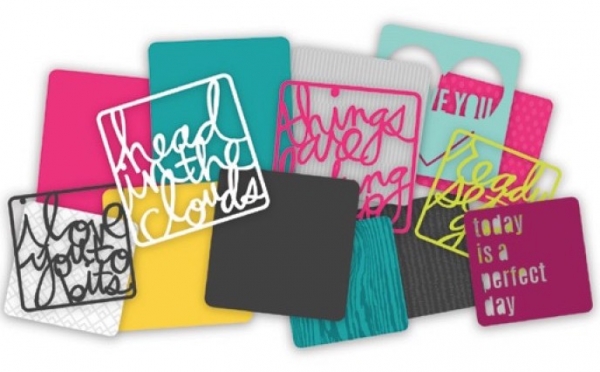 Heidi Swapp 4" x 4" Cards - Die Cut Phrases 12 Stk.