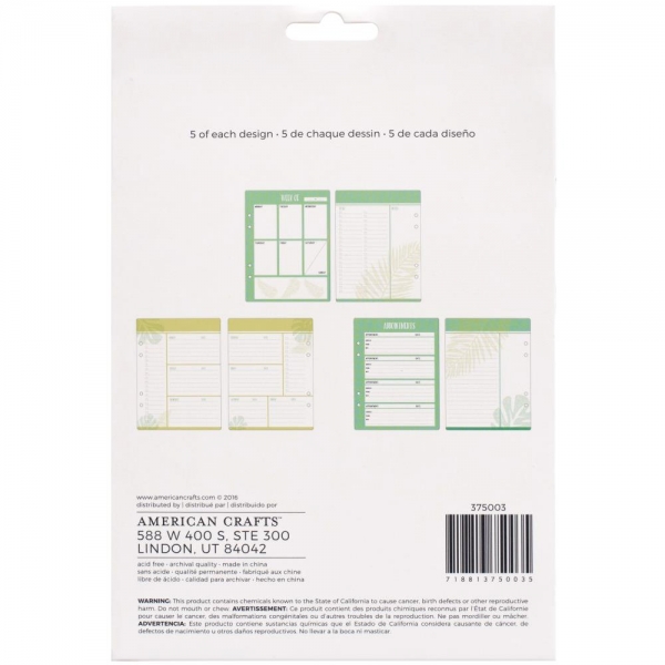 American Crafts Planner Inserts - Weekly To Do