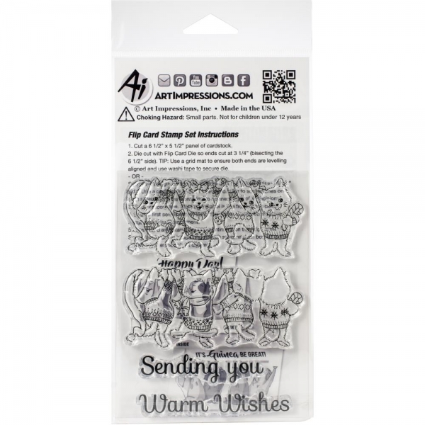 Art Impressions Clear Stamps - Christmas Kitty Flip Card