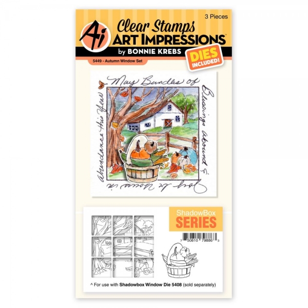 Art Impressions Clear Stamps & Dies Set - Autumn Window Set