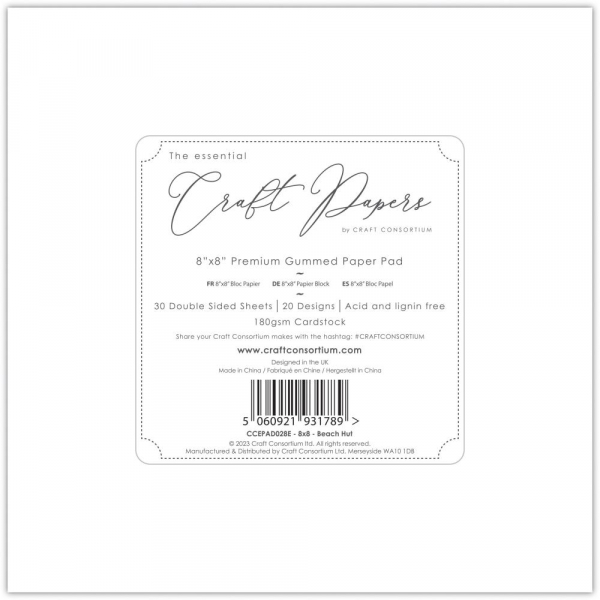 The essential Craft Papers Paper Pad - Beach Hut 8 x 8