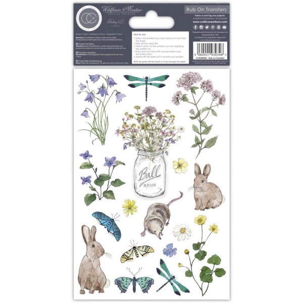  Craft Consortium Wildflower Meadow - Rub-On Transfers