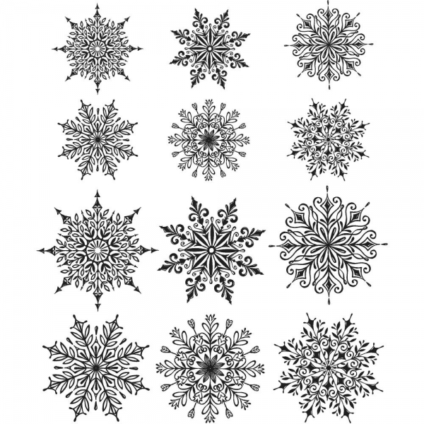 Tim Holtz Stempelset - Mini Swirly Snowflakes