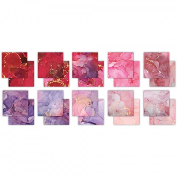 The essential Craft Papers Paper Pad - Ink Drops - Rose - 6 x 6