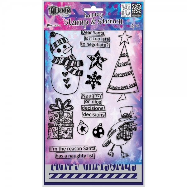 Dylusions Clear Stamps & Stencil Set - Dear Santa