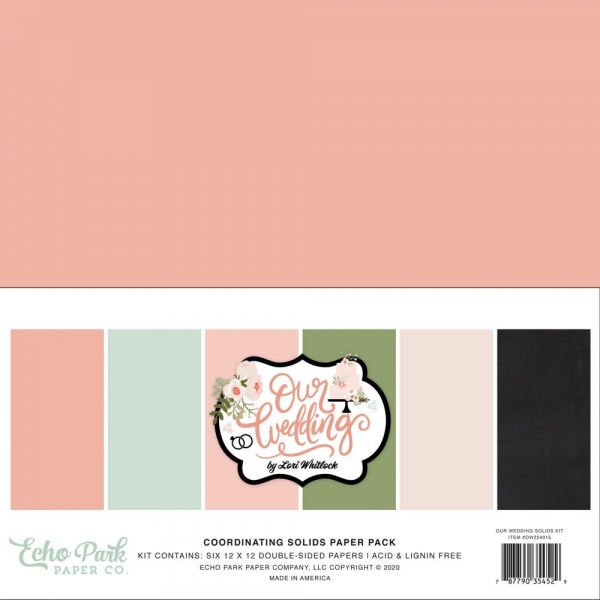 Echo Park - Coordinating Solid Paper Pack - 12" x 12" - Our Wedding