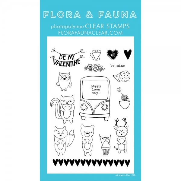 FLORA & FAUNA Clear Stamps - Critter Valentine Set