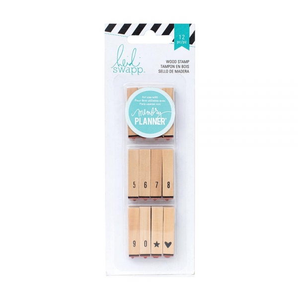 Heidi Swapp 12 Wood Stamps ( Zahlen und Symbol)