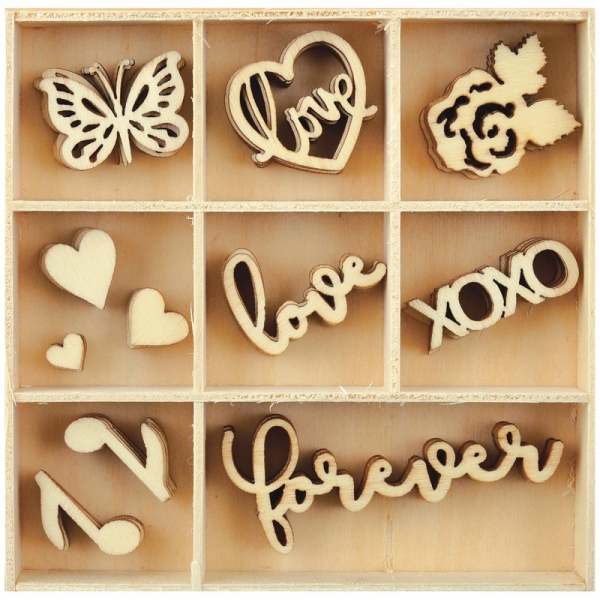 %Kaisercraft Wooden Flourish Pack - Love%