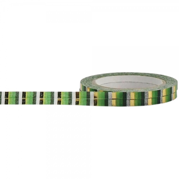 Little B Washi 2 Tapes SCHMAL - Gold/Green Stripe