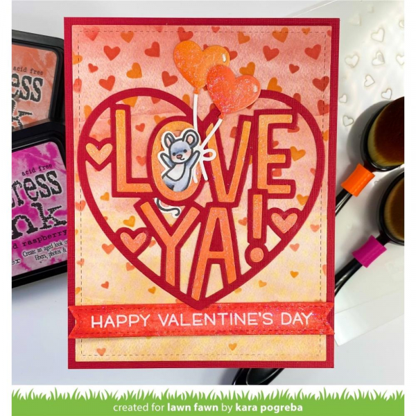 Lawn Fawn - 6" x 6" Schablone - Falling Hearts Stencils