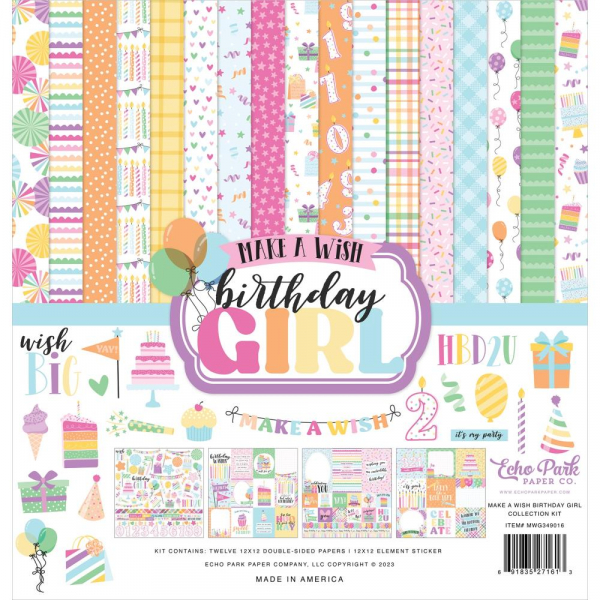 Echo Park - Collection Kit - 12" x 12" - Make A Wish Birthday Girl