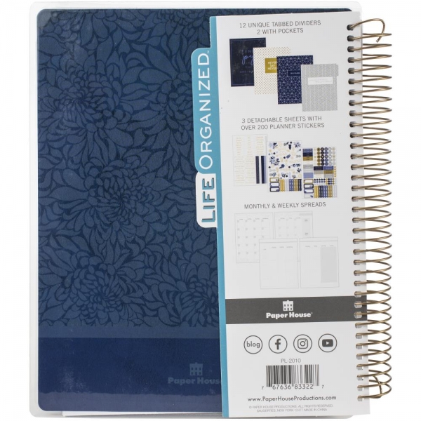 Paper House Planner - Brass Dahlia With Navy Background