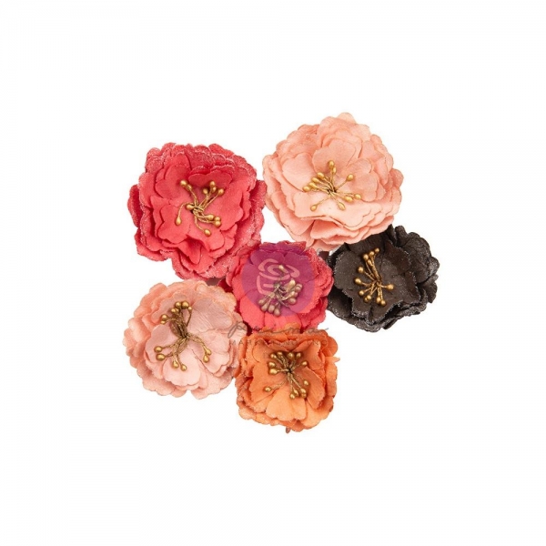 Prima Marketing Mulberry Paper Flowers - Strawberry Kisses/Strawberry Milkshake 6 Stk.