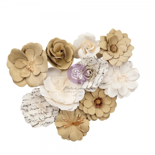 Prima Marketing Mulberry Paper Flowers - Marbled With Love/Strawberry Milkshake 9 Stk.