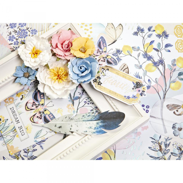 Prima Marketing Mulberry Paper Flowers - Painted Notes/Spring Abstract 10 Stk.