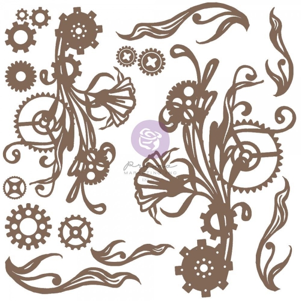 Finnabair Decorative Chipboard - Mechanical Flourishes, 16 Stk.