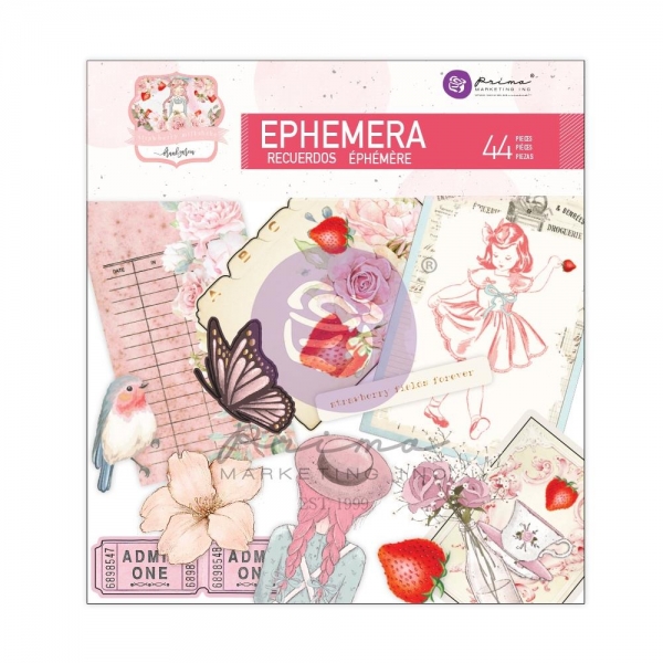 Prima Marketing Ephemera - Strawberry Milkshake Cardstock 44.Stk