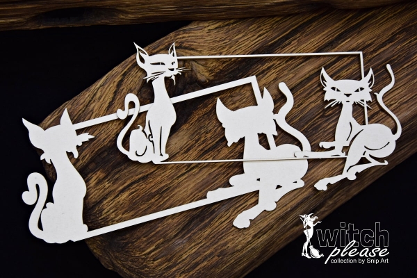 SnipArt Chipboards Witch Please – Frame with Cats – Layered