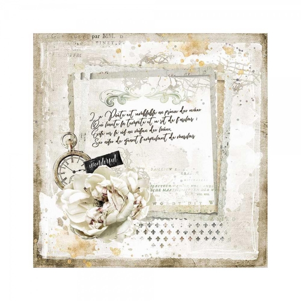 Stamperia - Romantic - Journal Letter & Clock 12" x 12"
