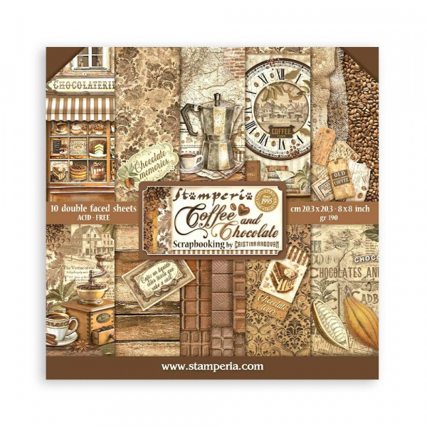 Stamperia - Paper Pad - Coffee And Chocolate 8"x8"