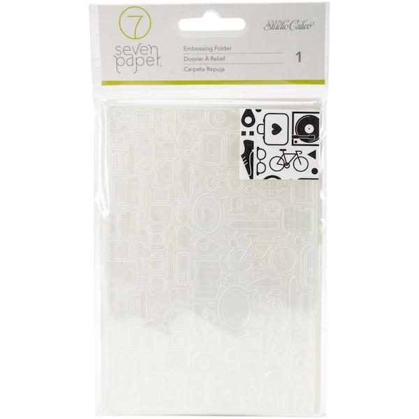 Seven Paper Amelia Embossing Folder - Shapes & Icons Background