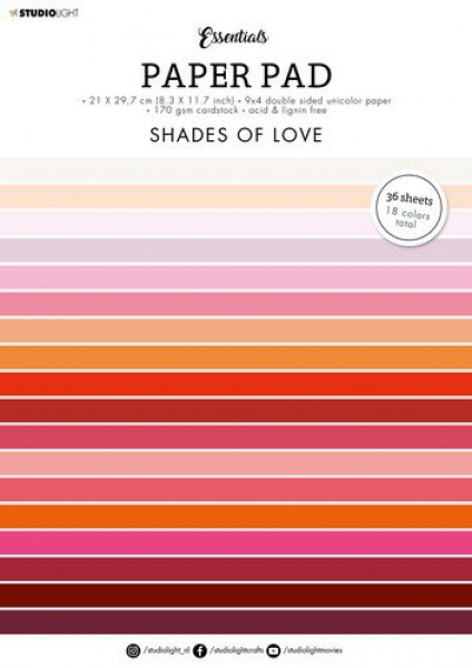 Studio Light - 11,7"x8,3" Paper Pad - Shades of Love
